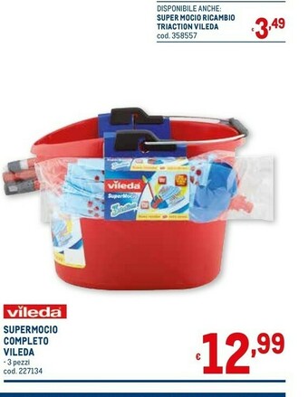 Metro Vileda SuperMocio 3Action Testa Del Mocio Multicolore offerta