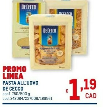 Metro De Cecco Pasta All'uovo offerta