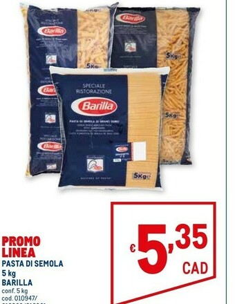 Metro Barilla Pasta Di Semola 5 Kg offerta