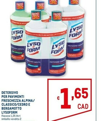 Metro Lysoform Detersivo Per Pavimenti Freschezza Alpina offerta