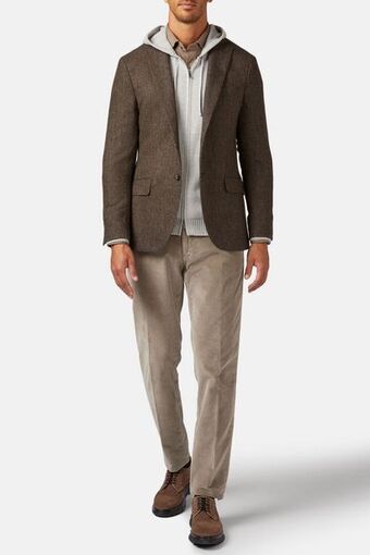 Brown jacket in herringbone weave wool