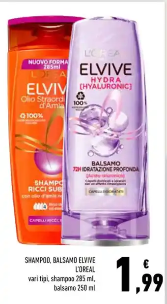 Conad L'Oréal Elvive Shampoo, Balsamo 285 ml, 250 ml offerta