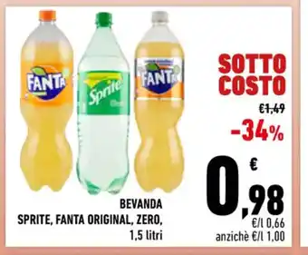 Conad Bevanda Sprite, Fanta Original, Zero 1,5 litri offerta