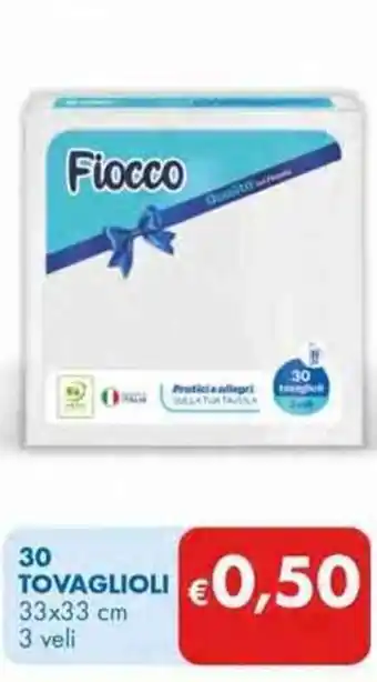 MD Discount Fiocco 30 Tovaglioli 33x33 cm 3 veli offerta