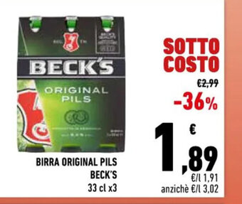 Conad Beck's Birra Original Pils 33 cl x 3 offerta