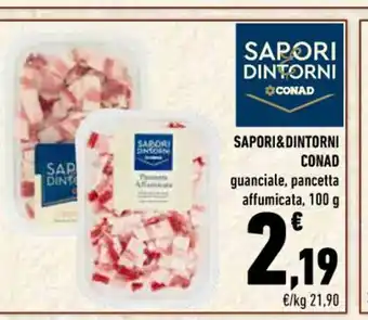 Conad Sapori&Dintorni Conad guanciale, pancetta affumicata, 100 g offerta