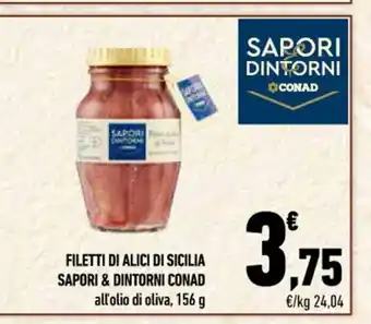 Conad Sapori&Dintorni Conad Filetti Di Alici Di Sicilia all'olio di oliva, 156 g offerta