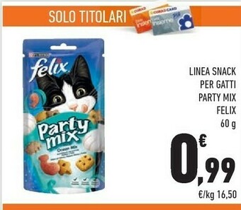 Conad Purina Linea Snack Per Gatti Party Mix Felix offerta