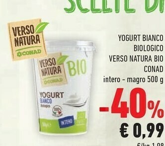 Conad Conad - Yogurt Bianco Biologico Magro Verso Natura 500 G(ml) offerta
