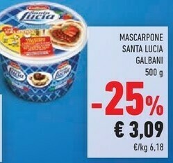 Conad Galbani Mascarpone Santa Lucia 500 G(ml) offerta