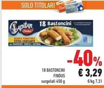 Conad Findus 18 Bastoncini Con 100% Filetti Di Merluzzo 450 G(ml) offerta