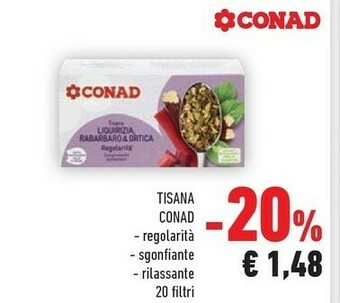 Conad Conad Tisana Regolarita/ Sgonfiante/ Rilasante 20 Filtri offerta