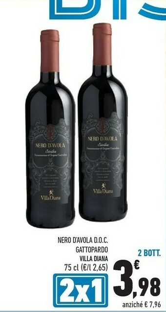 Conad Villa Diana Nero D'Avola Gattopardo 750 Ml offerta