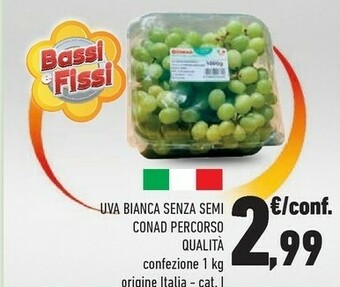 Conad Conad Uva Bianca Senza Semi Percorso Qualità offerta