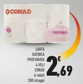 Conad Conad Carta Igienica Profumata 4 Veli offerta