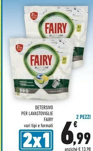 Conad Fairy Platinum All In One Detersivo Per Lavastoviglie Capsula 75 Pezzo(i) offerta