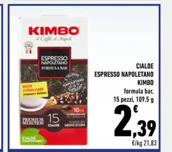Conad Kimbo Cialde Espresso Napoletano formula bar, 15 pezzi, 109,5 g offerta