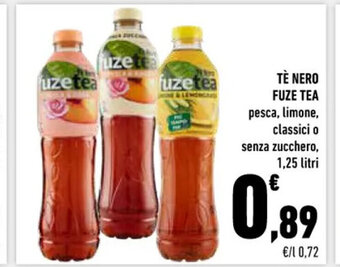 Conad Tè Nero Fuze Tea pesca,limone, classici o senza zucchero 1,25 litri offerta
