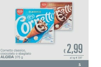 Unes Algida Cornetto Panna E Cioccolato 375 G(ml) offerta