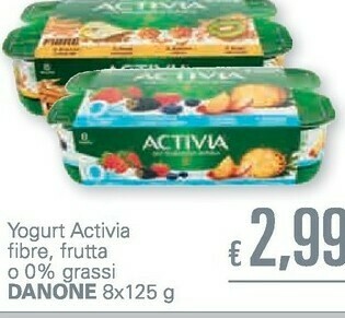 Unes Danone Yogurt Activia Fibre/ Frutta/ 0% Grassi offerta