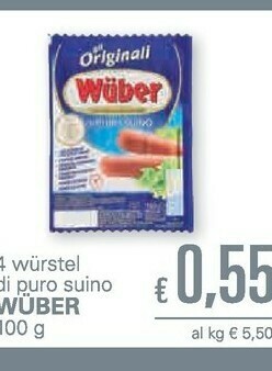 Unes Wuber Wurstel Di Puro Suino offerta