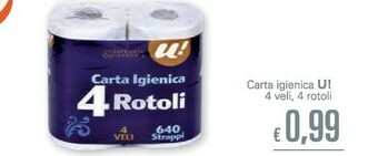 Unes Ui Carta Igenica 4 Veli, 4 Rotoli offerta