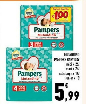 Conad Pampers Baby Dry Mutandino offerta