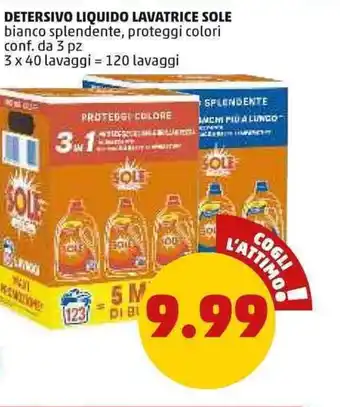 Detersivo Liquido Lavatrice Sole 3 x 40 lavaggi = 120 lavaggi