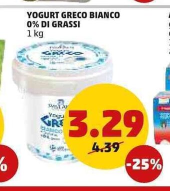 PENNY Yogurt Greco Bianco 0% Di Grassi 1 kg offerta