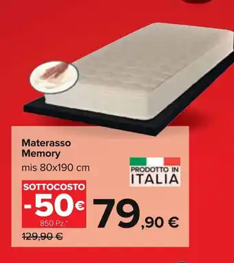 Carrefour Materasso Memory 80x190 cm offerta