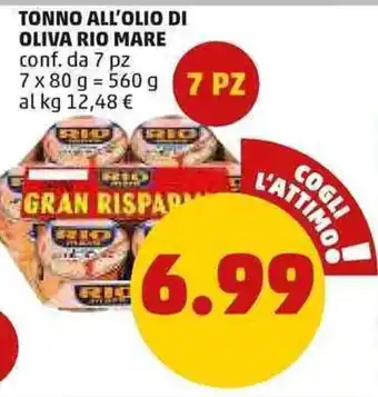 PENNY Rio Mare Tonno All'Olio di Oliva 7 x 80 g offerta