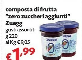 Pam Zuegg Frutti Di Bosco Zero Zuccheri Aggiunti 220 G(ml) offerta