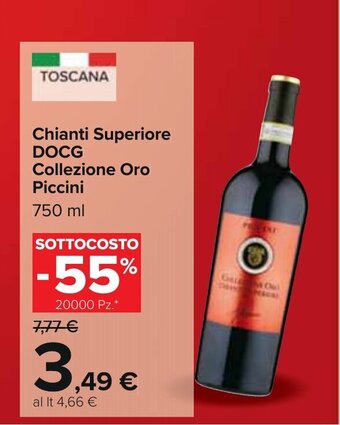 Carrefour Chianti Superiore DOCG Collezione Oro Piccini 750 ml offerta