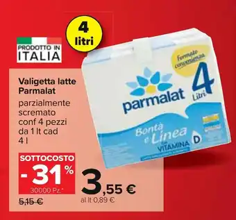 Carrefour Parmalat Valigetta latte 4 pezzi 1 lt cad 4 l offerta
