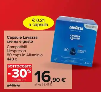 Carrefour Lavazza Capsule crema e gusto 440 g offerta