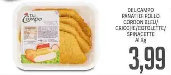 Del Campo Panati di Pollo Cordon Bleu/Cricche/Cotolette/Spinacette