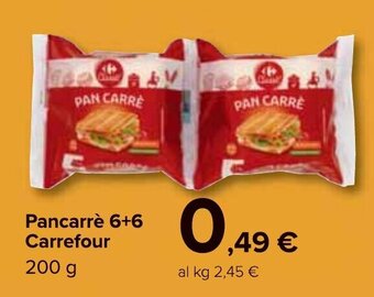 Carrefour Carrefour Pan Carrè 6+6 200 g offerta