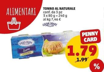 PENNY Tonno al naturale conf. da 3 pz 3 x 80 g = 240 g offerta