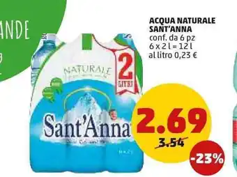 PENNY Acqua Naturale Sant'Anna conf. da 6 pz. 6 x 2L = 12 L offerta
