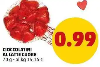 PENNY Cioccolatini Al Latte Cuore 70 g offerta