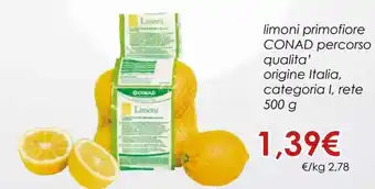 Conad Conad Limoni Primofiore Percorso Qualita' 500 g offerta