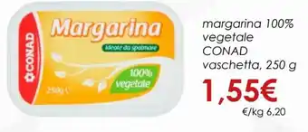 Conad Conad Margarina 100% Vegetale Vaschetta 250 g offerta