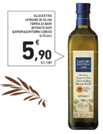 Conad Sapori&Dintorni Conad Olio Extra Vergine di Oliva Terra Di Bari Bitonto DOP 0,75 litri offerta