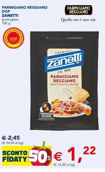 Esselunga Parmigiano Reggiano DOP Zanetti grattugiato, 100 g offerta