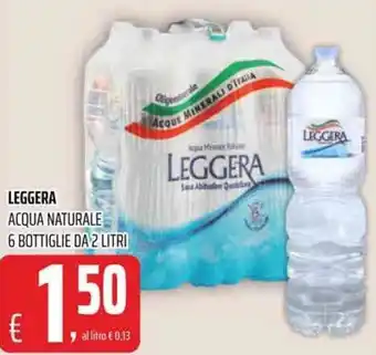 Coop Leggera Acqua Naturale 6 Bottiglie da 2 litri offerta
