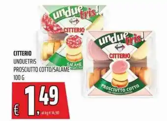 Coop Citterio Unduetris Prosciutto Cotto/Salame 100 g offerta