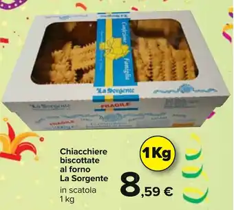 Carrefour Chiacchiere biscottate al forno La Sorgente in scatola 1 kg offerta