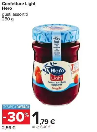Carrefour Hero Confetture Light gusti assortiti 280 g offerta