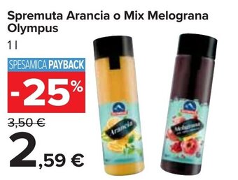 Carrefour Spremuta Arancia o Mix Melograna Olympus 1 l offerta