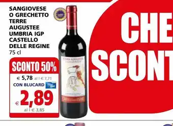 Il Gigante Sangiovese o grechetto terre augustee umbria igp castello delle regine 75cl offerta